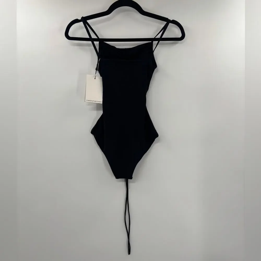 Christopher Esber Ruched Disconnect Swimsuit in Black AU4/US0
